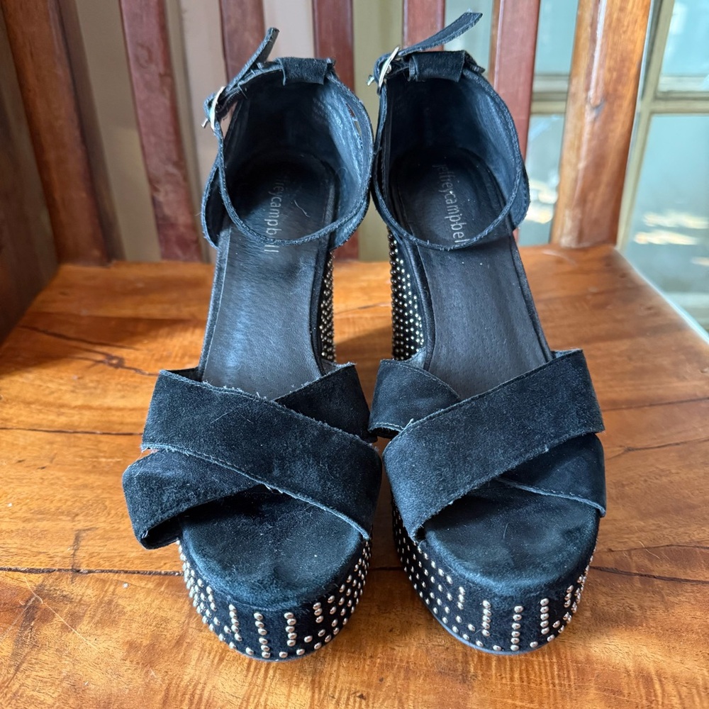Jeffrey Campbell Studded Platform Wedges – Black Suede – Women’s 8.5 - Picture 7 of 16